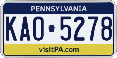PA license plate KAO5278