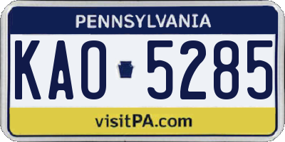 PA license plate KAO5285