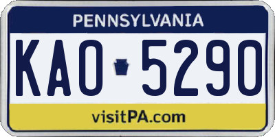 PA license plate KAO5290