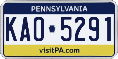 PA license plate KAO5291