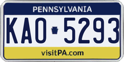 PA license plate KAO5293