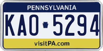 PA license plate KAO5294
