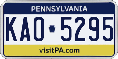 PA license plate KAO5295