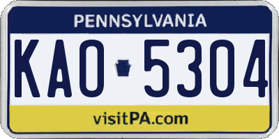 PA license plate KAO5304