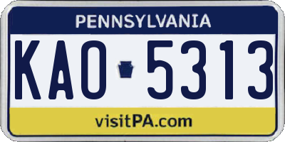 PA license plate KAO5313