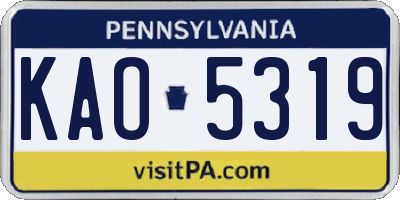PA license plate KAO5319