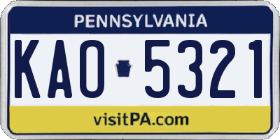 PA license plate KAO5321