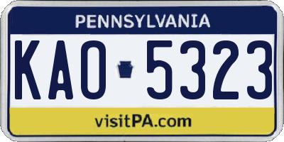 PA license plate KAO5323