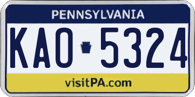 PA license plate KAO5324
