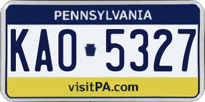 PA license plate KAO5327