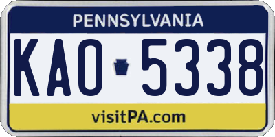 PA license plate KAO5338