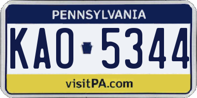 PA license plate KAO5344