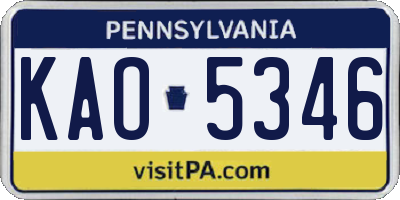 PA license plate KAO5346