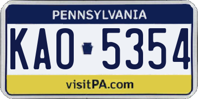 PA license plate KAO5354