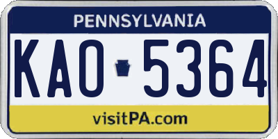 PA license plate KAO5364