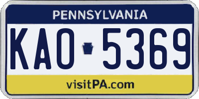 PA license plate KAO5369