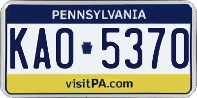 PA license plate KAO5370
