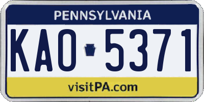 PA license plate KAO5371