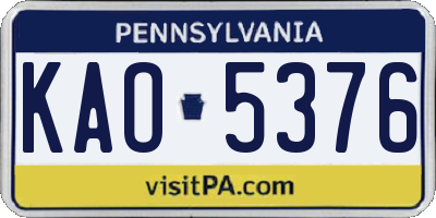 PA license plate KAO5376