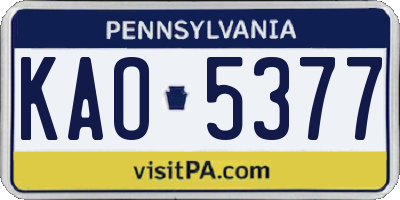 PA license plate KAO5377