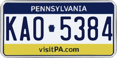 PA license plate KAO5384