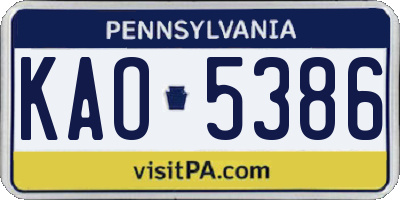 PA license plate KAO5386