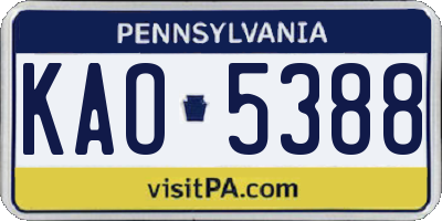 PA license plate KAO5388