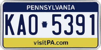 PA license plate KAO5391