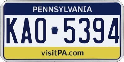PA license plate KAO5394