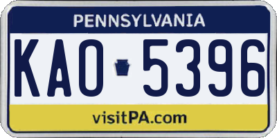 PA license plate KAO5396