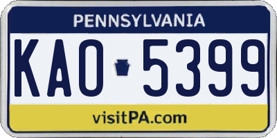 PA license plate KAO5399
