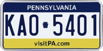 PA license plate KAO5401