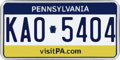 PA license plate KAO5404