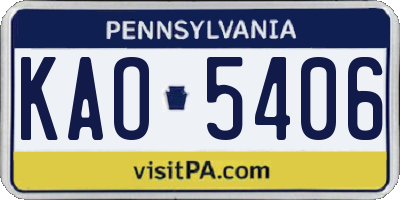 PA license plate KAO5406