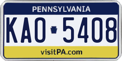 PA license plate KAO5408