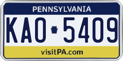 PA license plate KAO5409