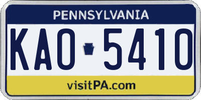 PA license plate KAO5410