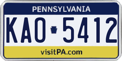 PA license plate KAO5412