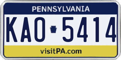 PA license plate KAO5414