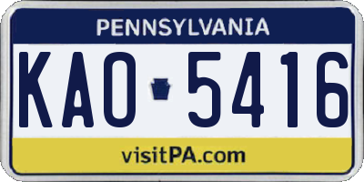 PA license plate KAO5416