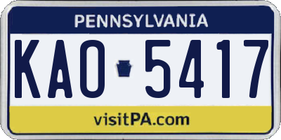 PA license plate KAO5417