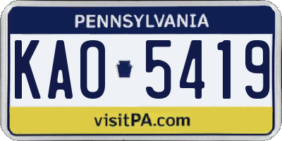 PA license plate KAO5419