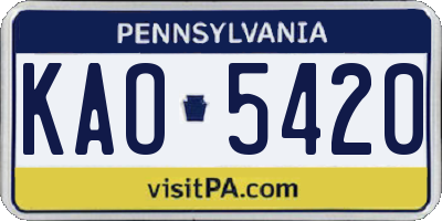 PA license plate KAO5420