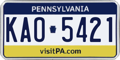 PA license plate KAO5421