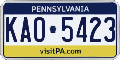 PA license plate KAO5423