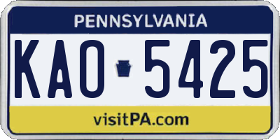 PA license plate KAO5425