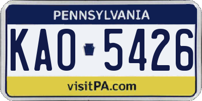 PA license plate KAO5426