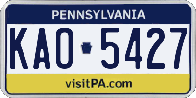 PA license plate KAO5427