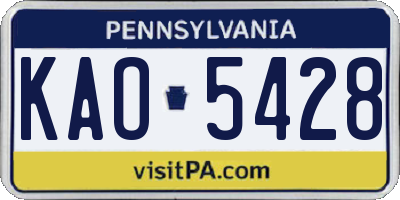 PA license plate KAO5428