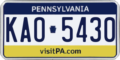 PA license plate KAO5430